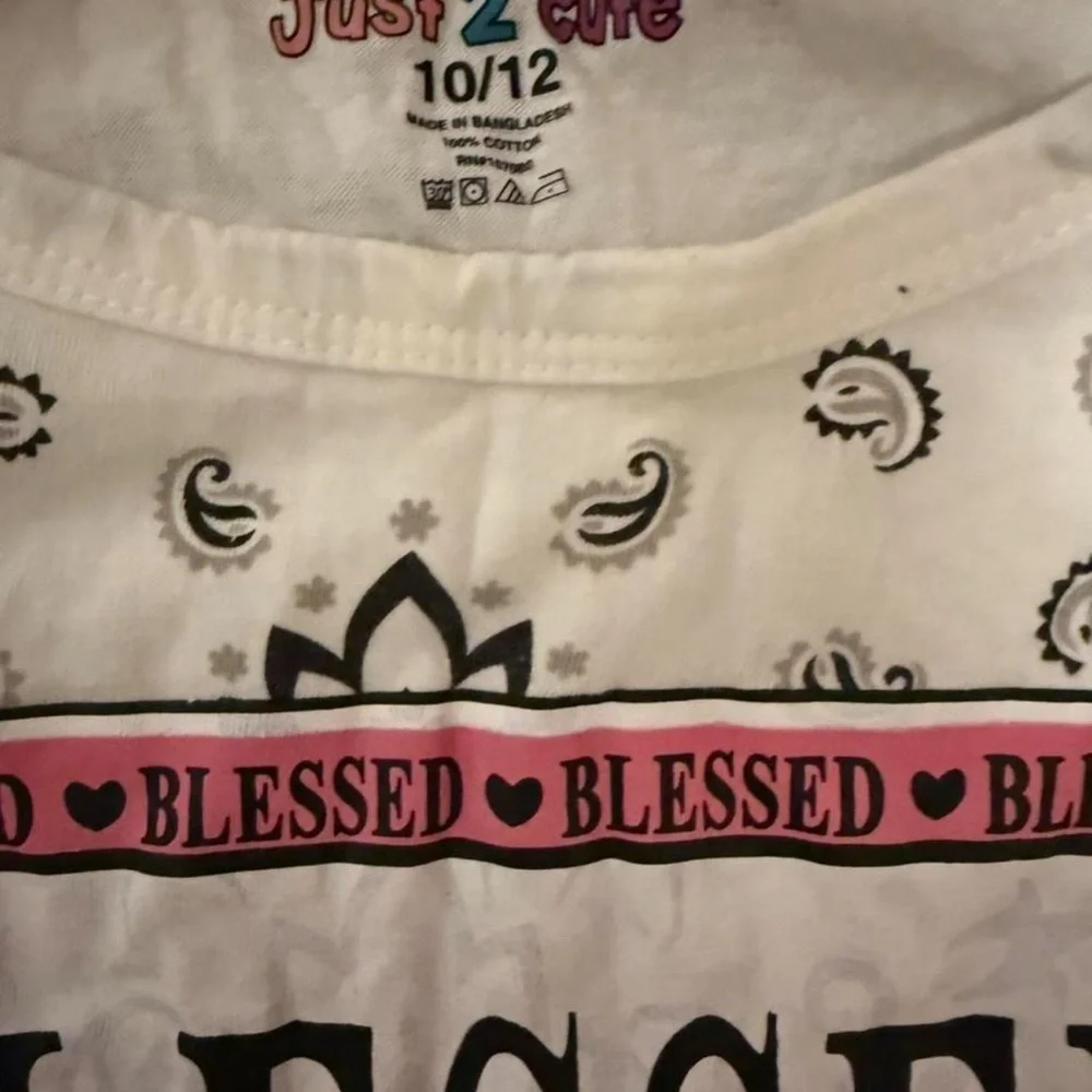 Girls Outfit Blessed long sleeve top with Tan leggings size 10y and 10-12